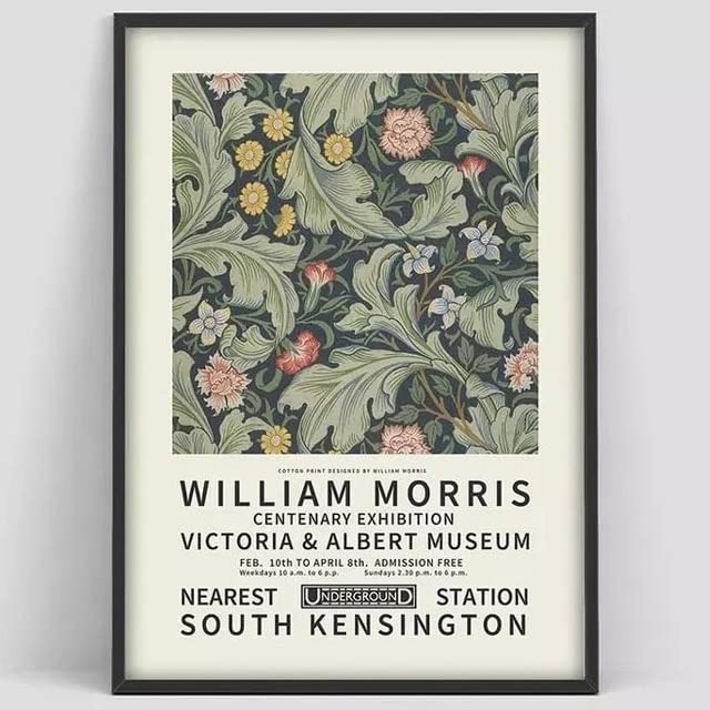 William Morris Victoria and Albert Museum exhibition posters and prints, wall art pictures, frameless canvas paintings A1 30x40cm