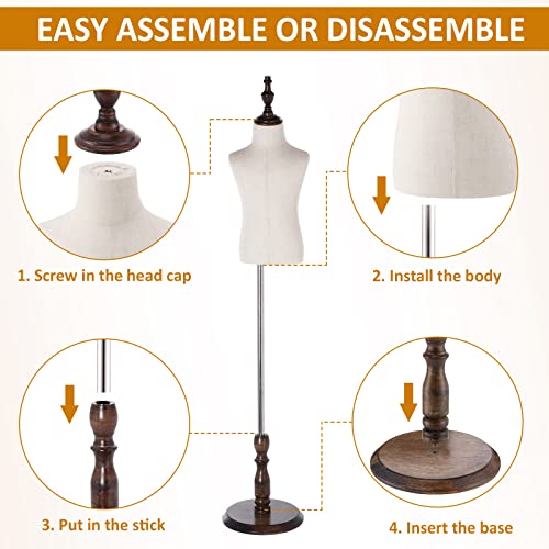 Geetery 2 Pcs Kid Dress Form Adjustable Toddler Clothes Mannequins Children's Mannequin With Wooden Base Kids Mannequin Toddler Mannequin For Window Counter Studio Clothing Store Display 2-3 Years Old #TOP4