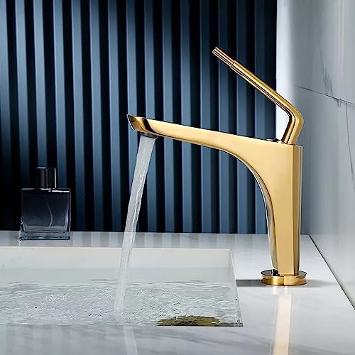 Robinet de lavabo en or brossé design créatif pour vasque haut de gamme
