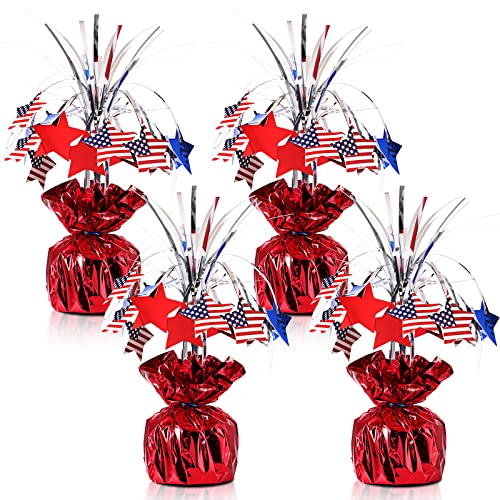 Image of Canlierr 4 Pcs 4th of July Table Decorations, Patriotic Metallic Foil Spray Star Centerpiece for 250th Anniversary, Red White and Blue USA Flag Decor for Memorial Day, Independence Day, Party Supplies