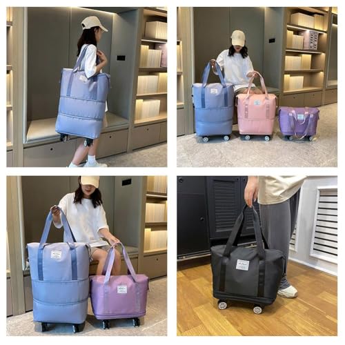 Large Rolling Duffle Bag Spinner 4 Wheels Expandable Luggage Travel,Waterproof Rolling Duffle Bag,Carry On Large Capacity Luggage Bag,Foldable,Universal Wheel Removable (F)4