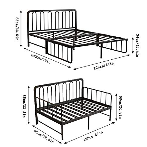 Buy Foldable Iron Daybed Bed Vintage Metal Bed Frame Platform with