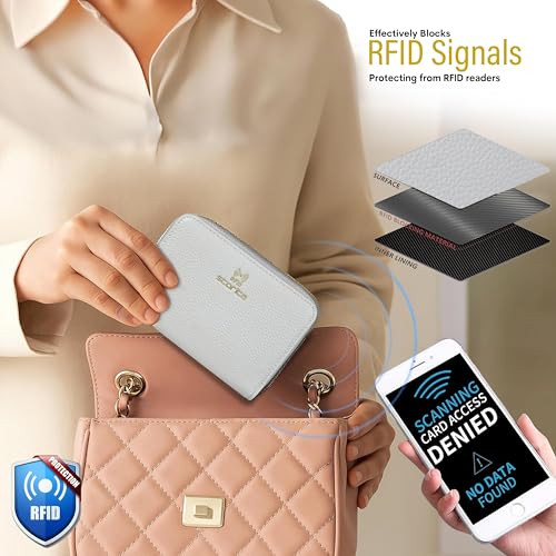 Image of Storite 24 Slots RFID Blocking Women's Wallet | PU Leather Card Holder Organizer | with Zipper Coin & Cash Pocket | Compact Travel Purse for Girls & Ladies (Grey - 14 x 10 x 2.7 Cm)