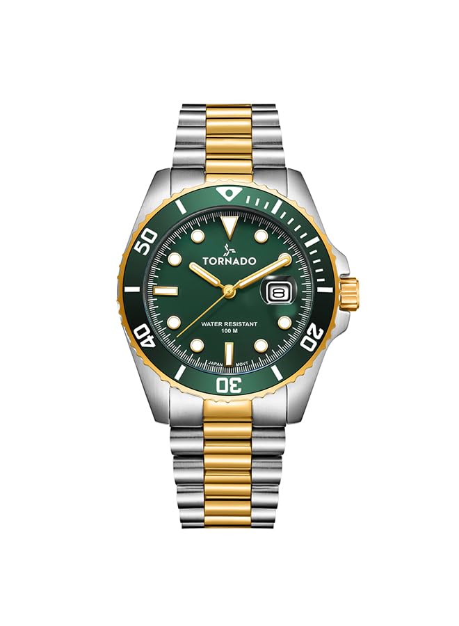 Tornado Lumina Mens Miyota 2115 Movement Watch, Analog Display and Stainless Steel, Brushed and Polished Bracelet Strap - T22001-TBTH, Two Tone Gold, Gold, Bracelet (B0D3TC9LQF) Amazon Price History, Amazon Price Tracker