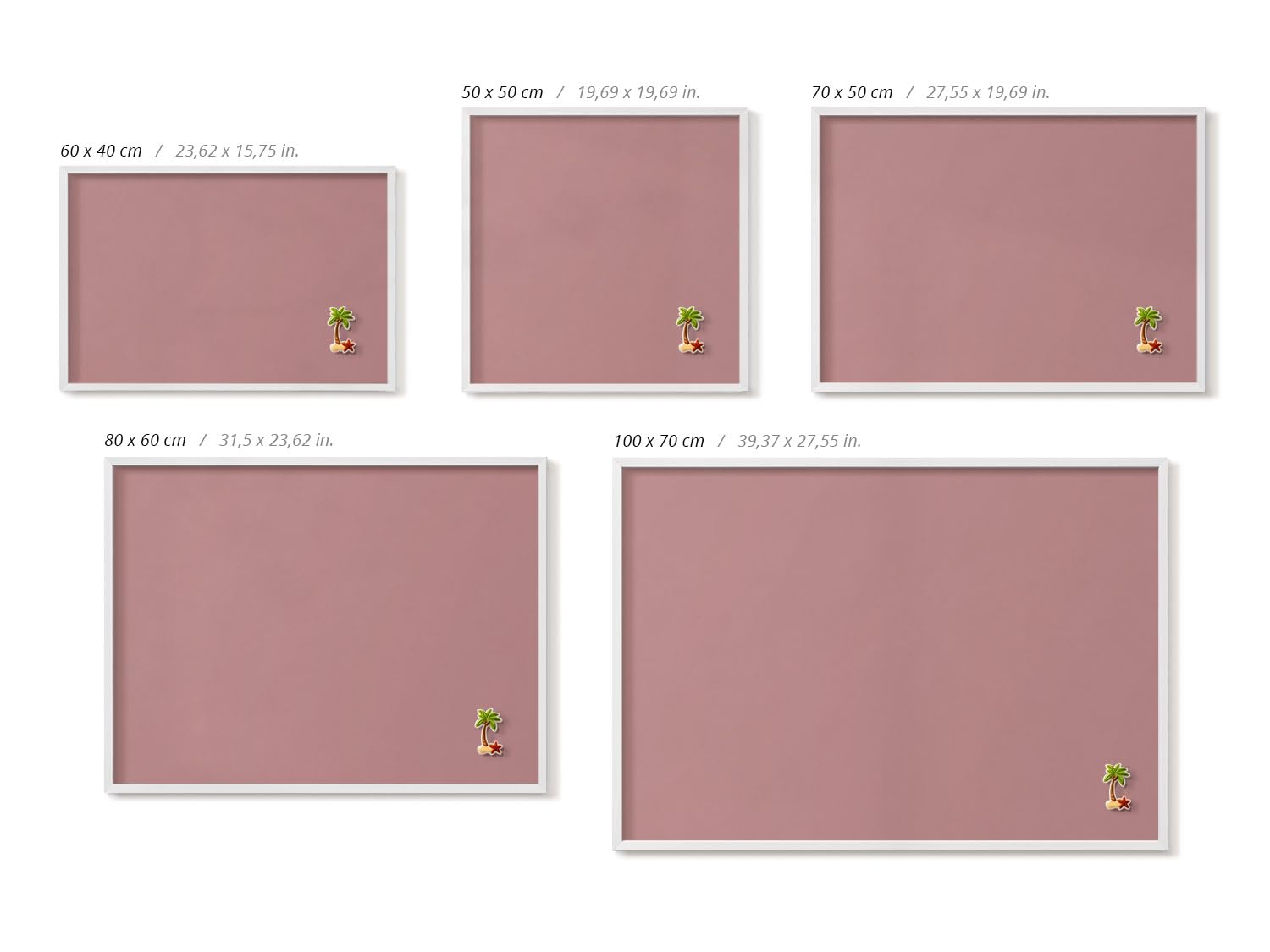 Tulup Bacheca Magnetica 50x50 cm – Design Minimal & Moderno – Decorazione da Parete – – Accessorio d’Arredo per Interni – Scrivania Creativa – Mood Board –Pastellrosa Farbe