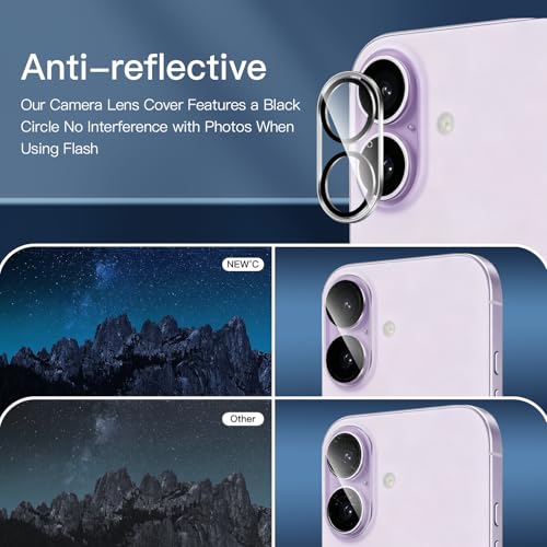 Image of NEW'C 3x Privacy Screen Protector for iPhone 17 (6.3 inches)+ 3x Camera Lens Protector, Sensor Protection, Case Friendly Tempered Glass Film, Ultra Resistant, Easy installation tool included