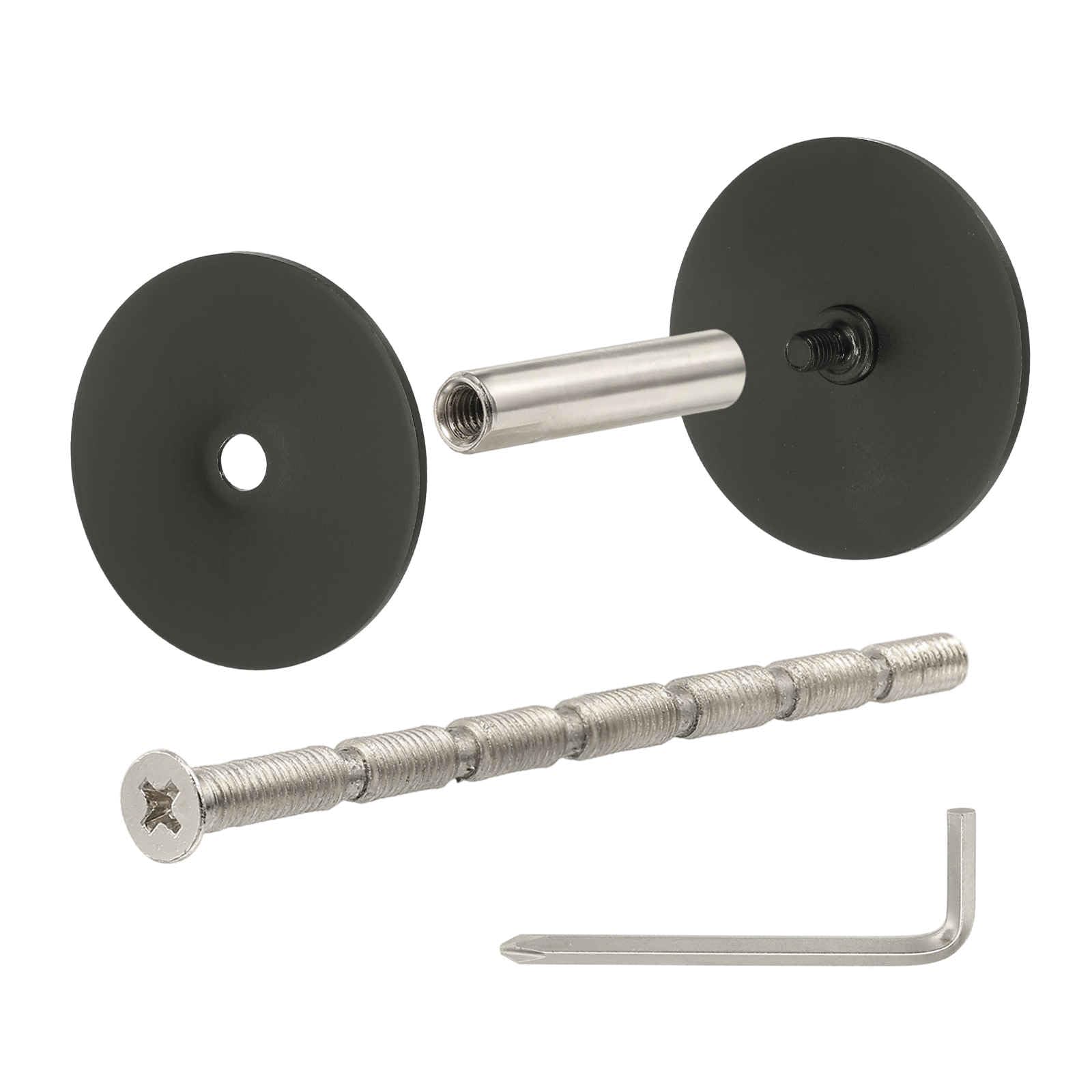 PATIKIL Door Hole Cover Plate, (Black) Stainless Steel Deadbolt Cover Plate Door Knob Hole Filler Plates with 3.54" Connecting Screws, Suit for - 1-3/4" Holes/Door/Cabinet/Wall