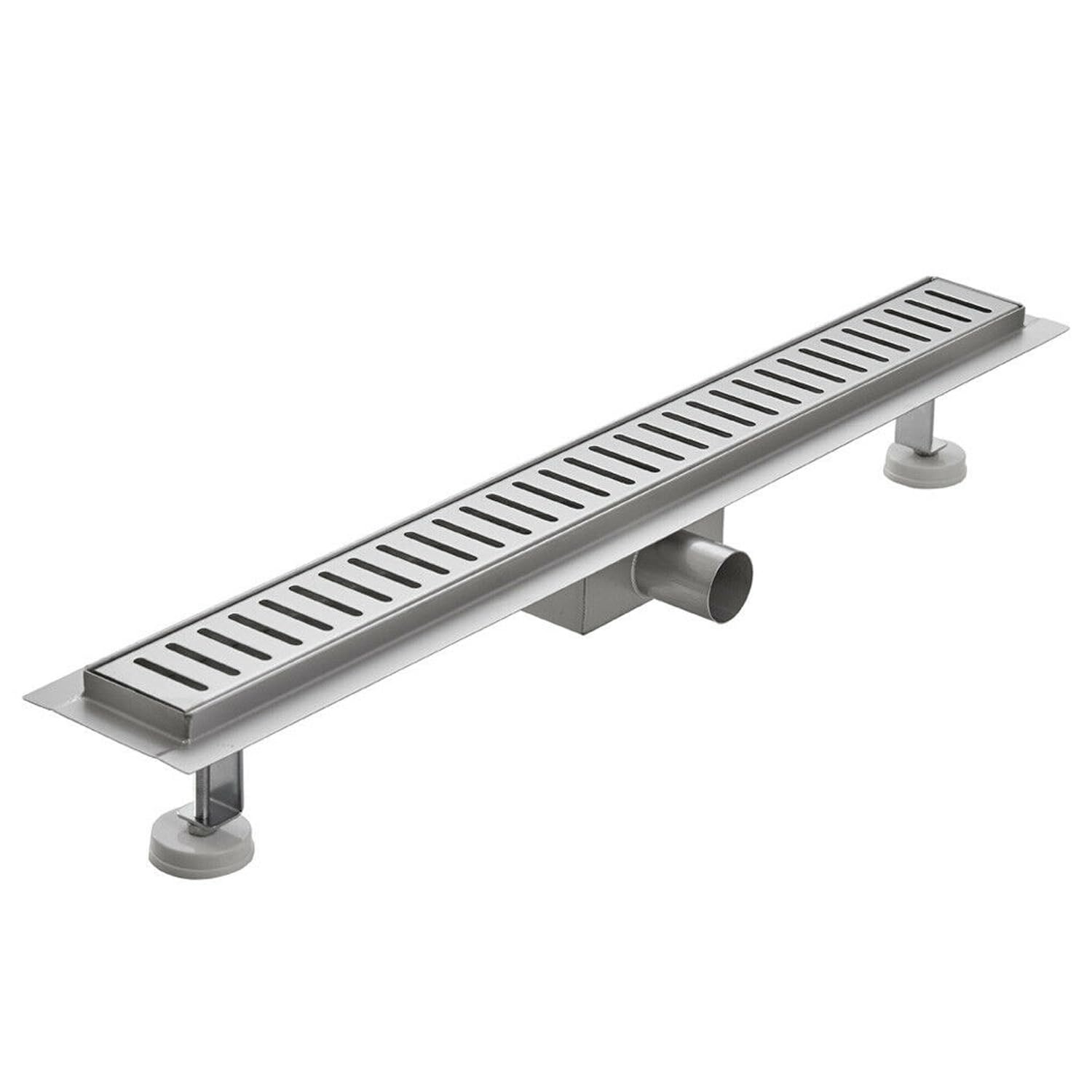 Canalina di scarico doccia in acciaio inox con griglia a righe 60 cm mod. Stripe