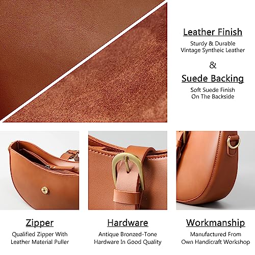 SUNLIGHT LEAVES Vintage Vegan Leather Shoulder Crescent Bag Women Retro Lunar Purse Hobo Satchel Under Arm Purse Lady Handbag4