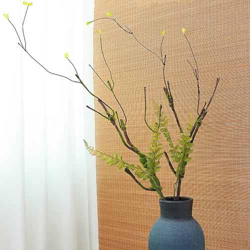 Fosolasi 2pcs 40 inch Bendable Artificial Tree Cherry Blossom Branches Vines Twigs Limb Trunk Silk Moss Green Plants For Minimalist Decor Wall Hanging Vase Flower Arrangement Room Halloween Decoration