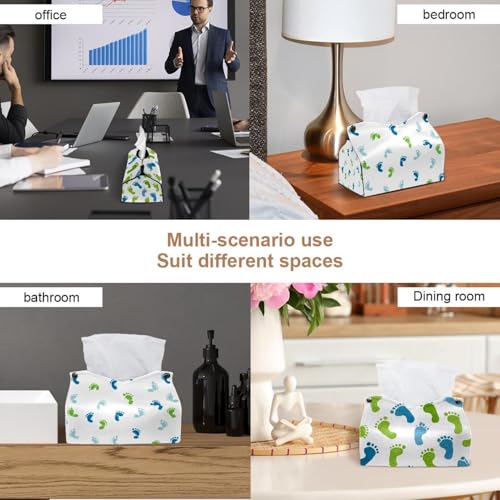 Boîte à mouchoirs en cuir avec empreintes de pieds bébé étanche et durable - 7