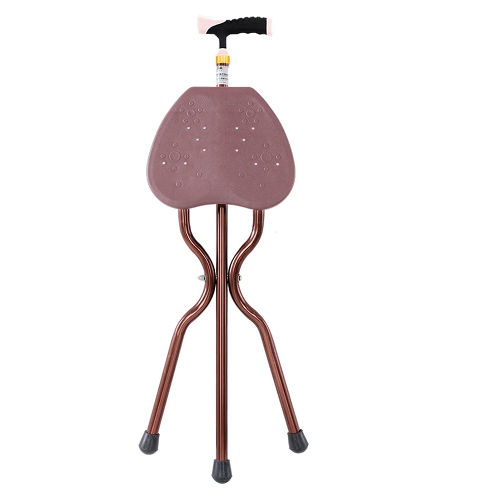 Bastones con Silla Asiento Plegable, Bastón portátil con asa ergonómica, Base Antideslizante, Bastones de Aluminio Ligero, Regalos del día de Padres (marrón)