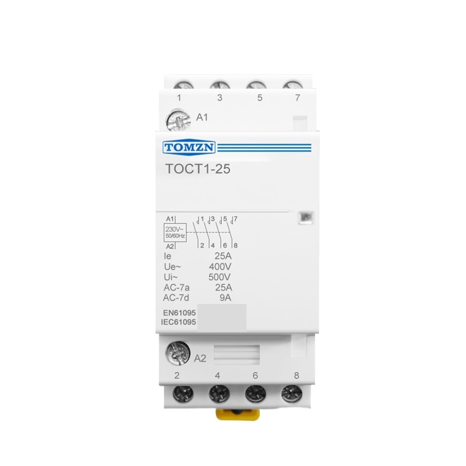 TOCT1 4P 25A 2NC 2NO 220V/230V 50/60 Hz Szyna DIN Domowy stycznik modułowy AC (220 V, 4NO)
