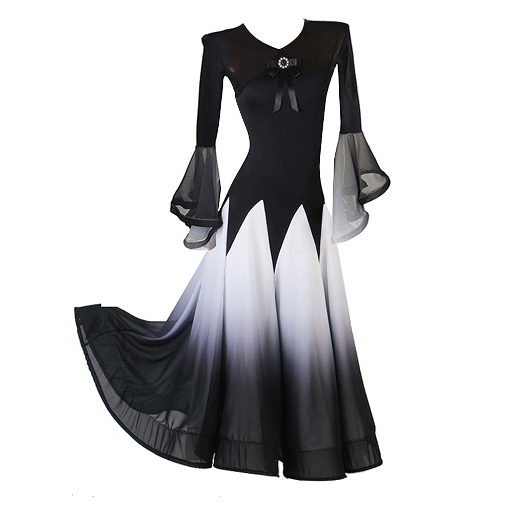 NAKOKOU Women's Professional Ballroom Dance Dress Waltz Foxtrot Competition Dancing Dress(Black,M)