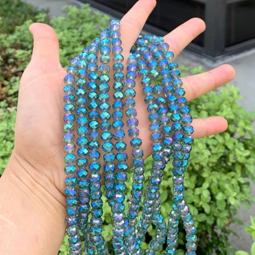 Image of 700pcs Czech Faceted Rondelle Crystal Glass Beads 8mm Bulk Green Peridot Shimmer