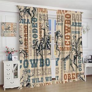Wild West Curtains Retro Rustic Farmhouse Western Cowboy Horse Printed Blackout Rod Pocket Window Treatments for Bedroom Living Room Set 2 Panels,84x84 Inches Wild West Curtains Retro Rustic Farmhouse Western Cowboy Horse Printed Blackout Rod Pocket Window Treatments for Bedroom Living Room Set 2 Panels84x84 Inches