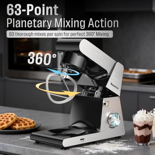 Image of 6.5QT Tilt-Head Stand Mixer, Heavy Duty Pro 10-Speed Electric Mixer, Stainless Steel Cladding & Bowl with Dough Hook, Wire Whisk and Flat Beater for Home Baking, Bread, Cake, Pizza Dough