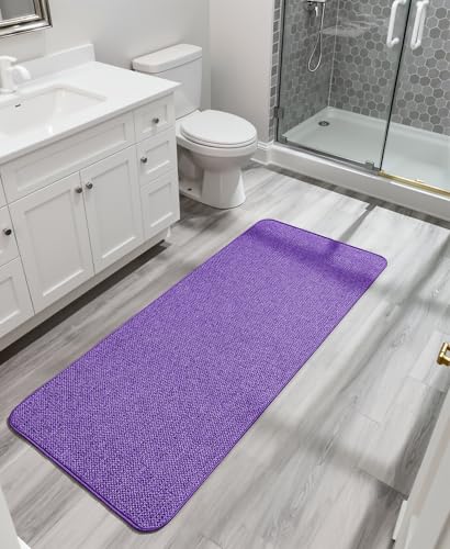 Image of Bosap Bath Mat,Ultra Thin Bathroom Runner Rugs,Large Bath Mats for Bathroom,Quick Dry,Non-Slip,Machine Washable,Low Pile,Bath Rug,Shower Outside,Sink,Home Decor Accessories.Purple,3'x6'(36x72inch)