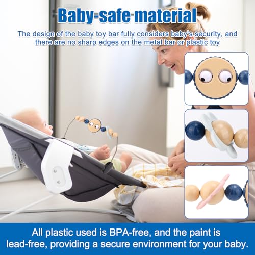 Image of Adjustable Bouncer Toy Bar for BabyBjorn, Interactive Googly Eyes Toy for Bouncer Baby Car Seat Accessories, Easy to Install & Disassemble