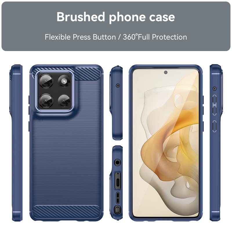 Image of Hybrid Carbon Fiber Back Case for Moto G Stylus 5G 2025 (Blue)