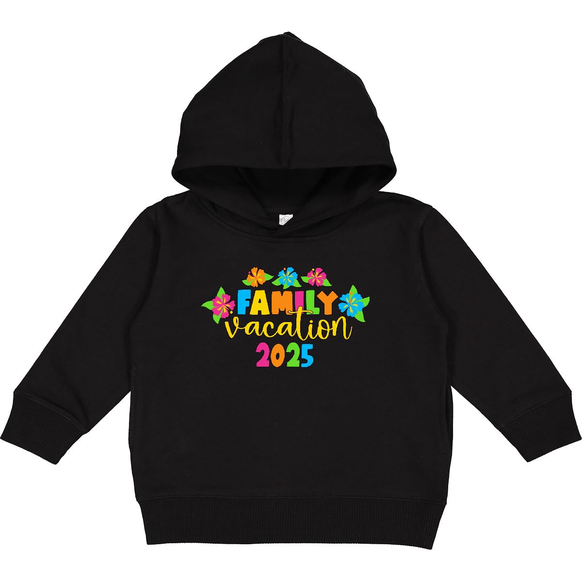 inktastic Family Vacation 2025 with Tropical Flowers Toddler Hoodie 2T Black 45414