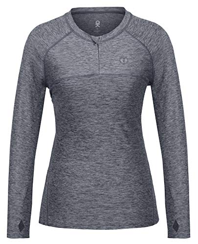 Little Donkey Andy Women's ¼ Zip Long Sleeve Pullover UPF 50+ Quick Dry Lightweight Yoga Workout Running Sports T-Shirt Top Black M