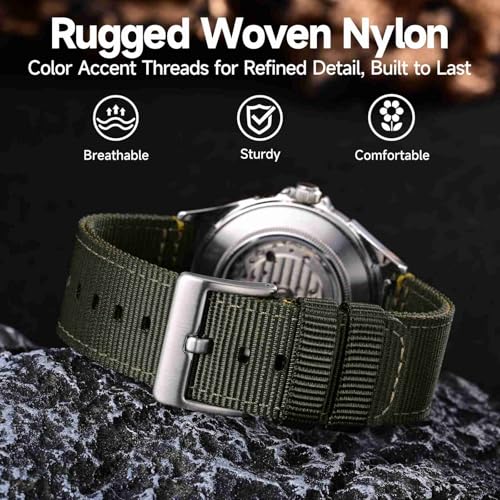 Image of WOCCI Nylon Watch Bands, Contrast Woven Design, Quick Release, Stainless Steel Buckle, Band Width 20mm 22mm 24mm 26mm