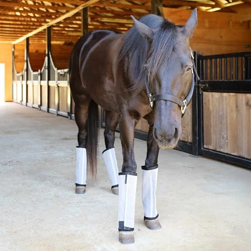 Image of Jeffers Romper Stomper Fly Boots for Horses - Grey, Large - Breathable Mesh Leg Wraps for Insect Protection, Stable Accessories for Summer Turnout, Ride Gear, Horse Hoof & Leg Care - 4 Pack
