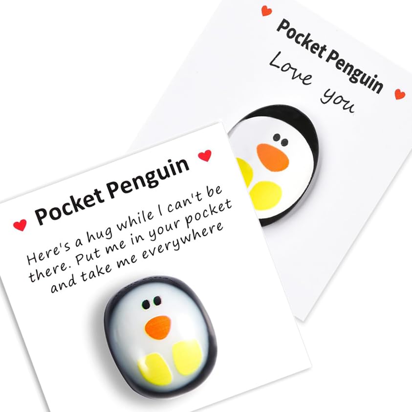 2 PCS Little Pocket Penguin Hug, Mini Pocket Hug Gift Penguin Keepsake Ornament, Back to School Special Encourage Penguin Gifts for Family,Friends,Lovers, Birthday, Wedding