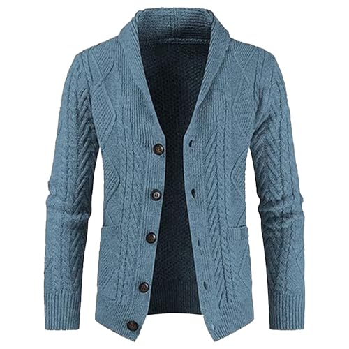 Men's Cardigan Stylish Pockets Sweater Button Down Lapel Comfort Sweater Knitted Warm Thick Winter Sweaters