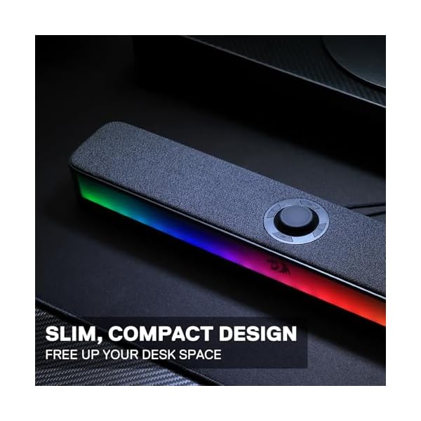 Redragon GS515 RGB Desktop Soundbar, 2.0 Channel Stereo Computer Speakers for Desktop with BT 5.3, USB-C/USB Powered, Black - Image 7