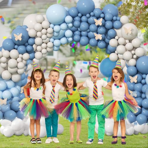 Image of 412Pcs Dusty Blue White Sand Balloon Arch Garland Kit,18 12 10 5 Inch Slate Fog Baby Blue Macaron Blue Sand White for Birthday Baby Shower Wedding Bridal Gender Reveal Decorations