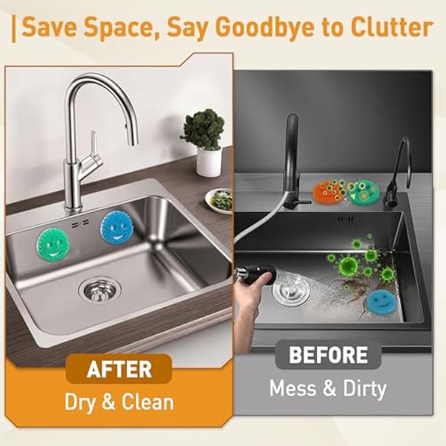 Sponge Holder for Kitchen Sink,2Pcs LveSunny Sink Caddy for Scrub Sponges,Self-Draining Sponge Holder,Sponge Holder for Kitchen Sink Suction,Bathroom kitchen sink organizer for Holding Smiley Sponges