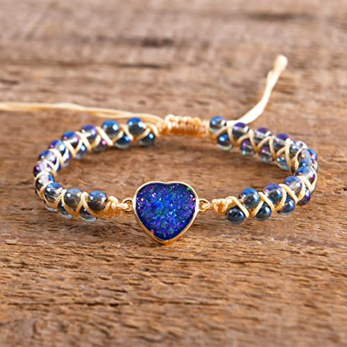 Image of YGLINE Stone Bead Yoga Meditation Bracelet Healing Crystal Double Layer Natural Gemstone Beaded Relax Anxiety Bracelets for Women Men
