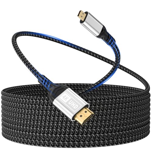 Micro HDMI a HDMI,Cable de 3m 4K@60 Hz,Micro HDMI 2.0,3D HDR,ARC,compatible con Raspberry Pi 5/4,cámaras A6300 y A6400,GoPro Hero 9/8/7/6,Yoga,ODROID TV,portátiles,monitores,etc