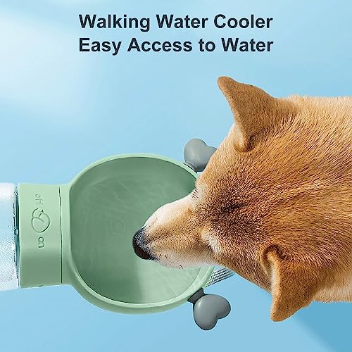 Jinaply Portable Dog Water Bottle,Dog Water Bottle With Detachable Food Container.leak Proof Pet Drinking Bottle Travel Water Bottle For Outdoor Hiking And Travel,Food Grade Plastic 19Oz (Green) #TOP1