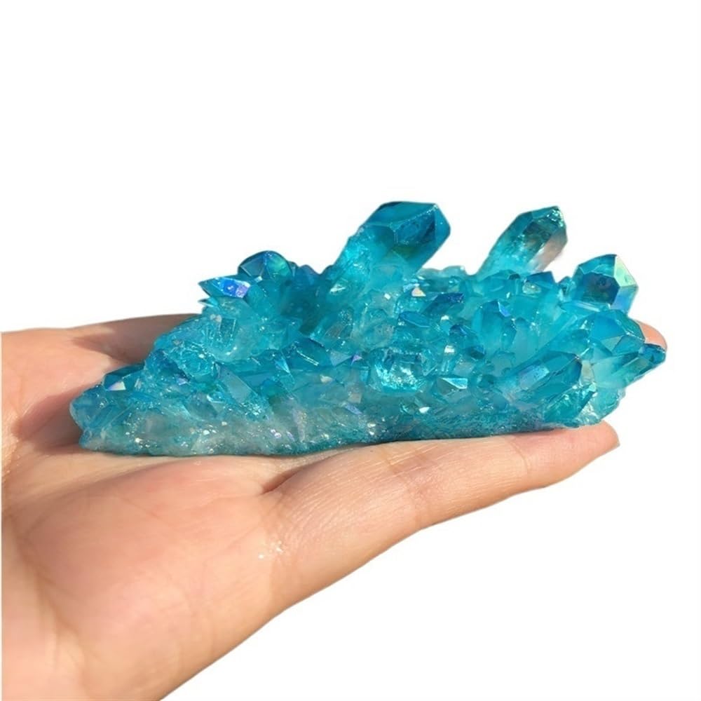 AARTERZZA Decorative Ornaments Blue Electroplated Quartz Crystal Cluster Garden Home Decor