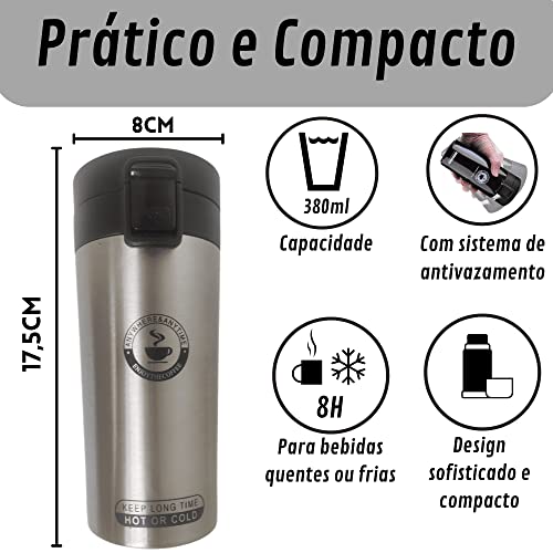 Copo Térmico Aço Inox Garrafa Infusor Caneca A Vácuo Café Chá 380ml Cor:Rosa