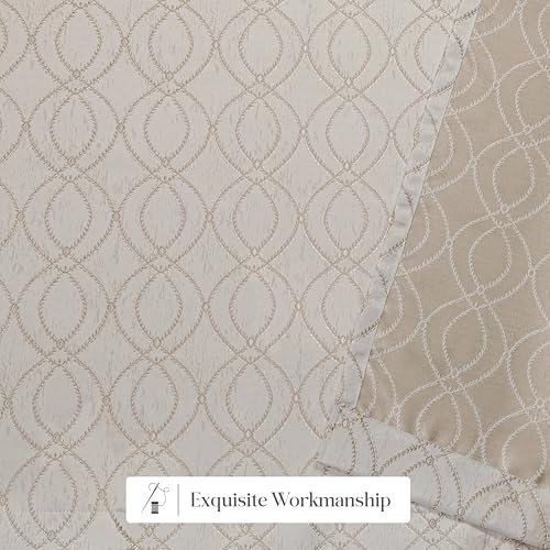 Image of Yellow Weaves 1 Pc Jacquard Oval Eyelet Long Door Curtain - Perfect for Home, Office, Bedroom, Living Room & Balcony - 7 Feet (Beige)