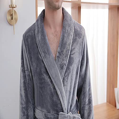 tuduoms Mens Long Robes Full Length Plus Size Bathrobe Fleece Plush Fluffy Housecoat Nightgown Lightweight Sleepwear for Men3
