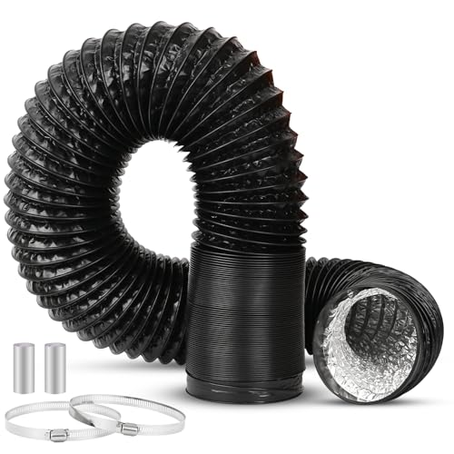 Vankarr Abluftschlauch 110mm PVC Abluftschlauch,3m Lüftungsschlauch mit 2 Schlauchschelle Edelstahl,Alurohr Flex-Schlauch,für Mobile...