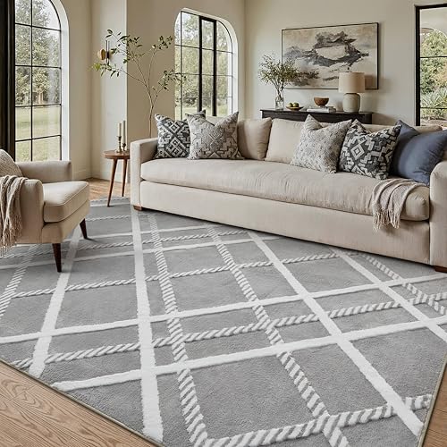 Hugear-US HUGEAR 5x7 Grey Soft Shag Area Rug Non Slip for Living Room