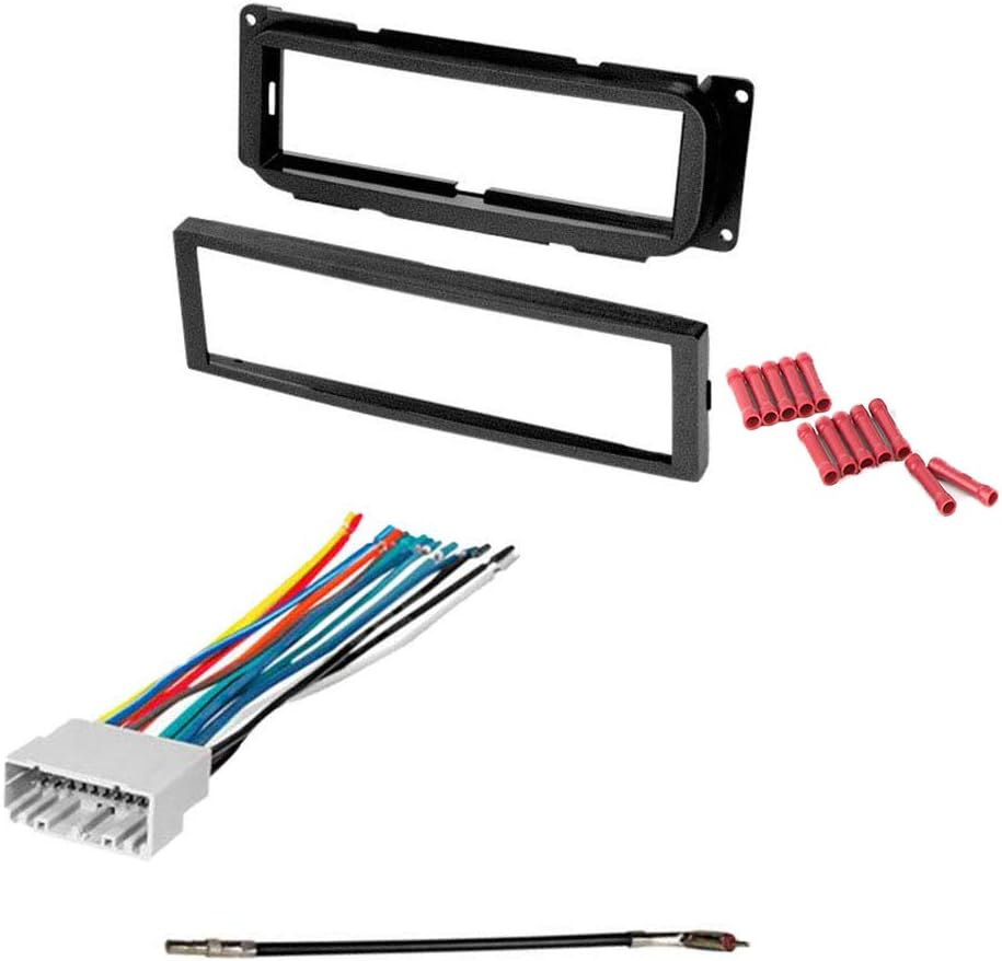 CACHE KIT697 Bundle with Car Stereo Installation Kit for Chrysler 2002  2006 Sebring Convertible  in Dash Mounting Kit, Harness, Antenna for Single Din Radio Receiver (4 Item)