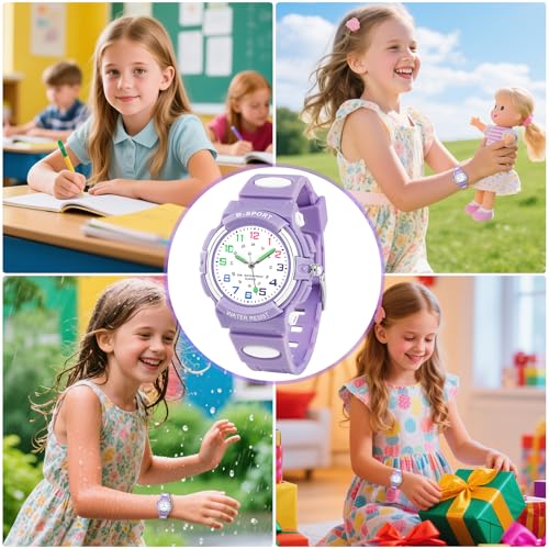 Image of Juboos Kids Watch Analog for Boys Girls, Childrens Waterproof Soft Strap Kids Time Teaching Quartz Wristwatch for Ages 5-15