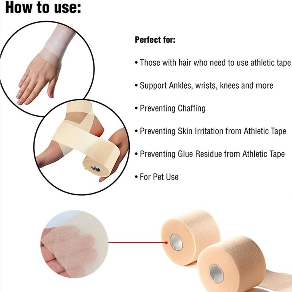 Bende elastiche autoadesive, confezione da 5 nastri medici 7 cm x 27 m, traspiranti, elastiche, per sport atletici, da usare su ginocchia, gomiti, caviglie (bianco)