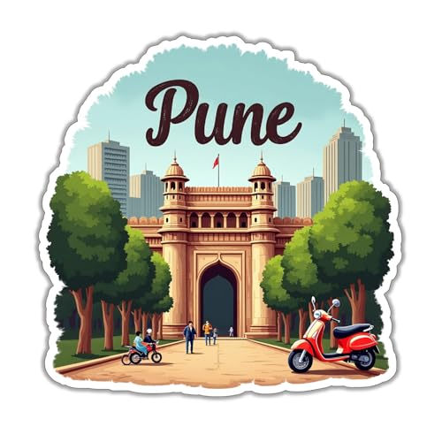Image of Naxon Pune Souvenir Wooden Fridge Magnet - 3x3 Inch Stylish Refrigerator Magnet for Kitchen & Home Decor | Shaniwar WADA & Cultural Heritage Design | Travel Souvenir Gift from Pune City | Pack of 1