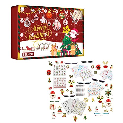 Calendrier de l'Avent Maquillage Beauté , Autocollants pour ongles et Cils Accessoires pour Ongles Compte à rebours de Noël Calendrier Cadeau Boîte pour Femmes Cover