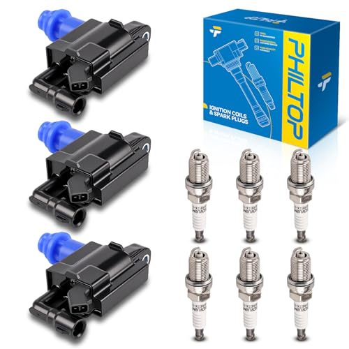 Image of PHILTOP Ignition Coil Pack and Iridium Spark Plugs Fits for Lexus 2001-2005 IS300, Lexus 2001-2005 GS300, Toyota 1998 Supra 3.0L, 3PCS UF228