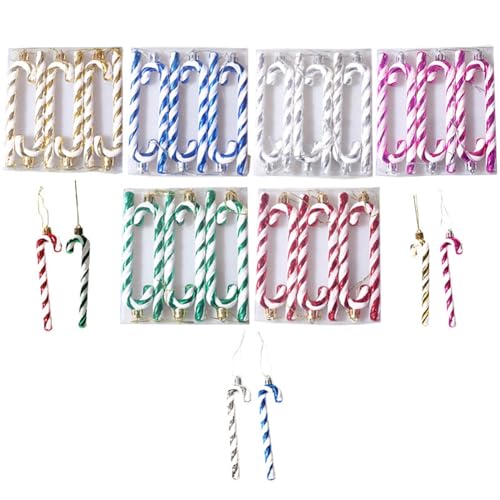 SHTGOI Pack of 6 Candy Canes Hanging 14 cm Christmas Candy Cane Ornament Plastic Christmas Tree Decoration Pendant Christmas Tree Pendant for Home Decoration Christmas Decoration Pink - Image 2