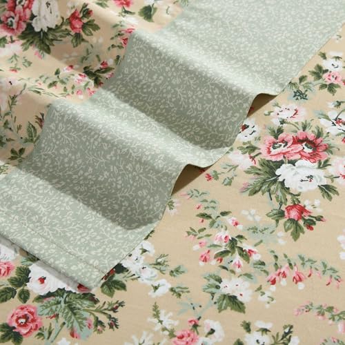 Image of Laura Ashley - King Sheet Set, Breathable Percale Cotton Bedding with Deep Pockets, Chic Home Decor, Oeko-Tex Certified (Serene Dream Brown, King)